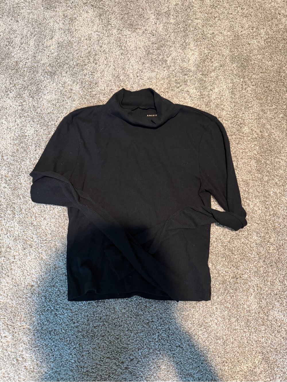American Eagle Black Ribbed Turtleneck Top